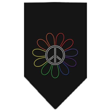 UNCONDITIONAL LOVE Rainbow Peace Flower Rhinestone Bandana Black Small UN788262